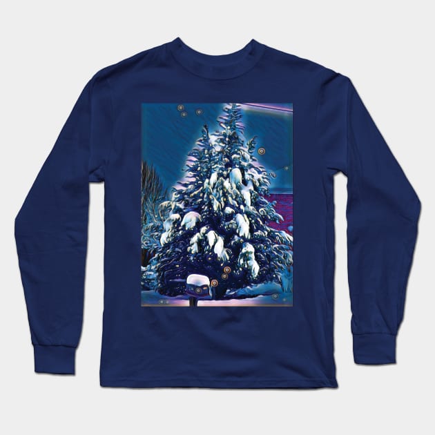 Beautiful snowy pine tree Long Sleeve T-Shirt by PandLCreations